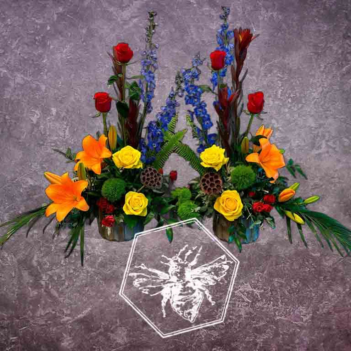 Bright and colorful event florals by The B Nest Studios