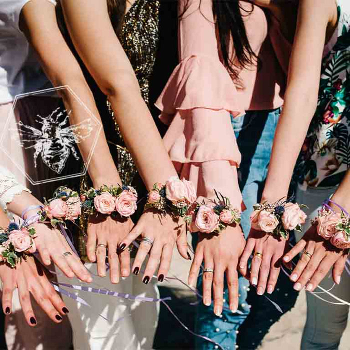 Event wrist corsages by The B Nest Studios