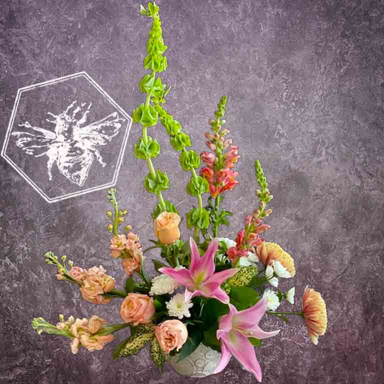 Premium modern arranged designers choice lilies with a creative sophistication and luxurious natural beauty