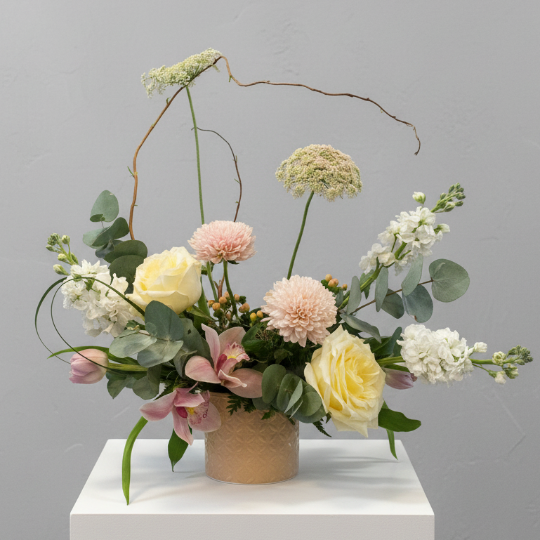 Exquisite luxury modern flower arrangement featuring designers choice creativity, elegance and sophistication