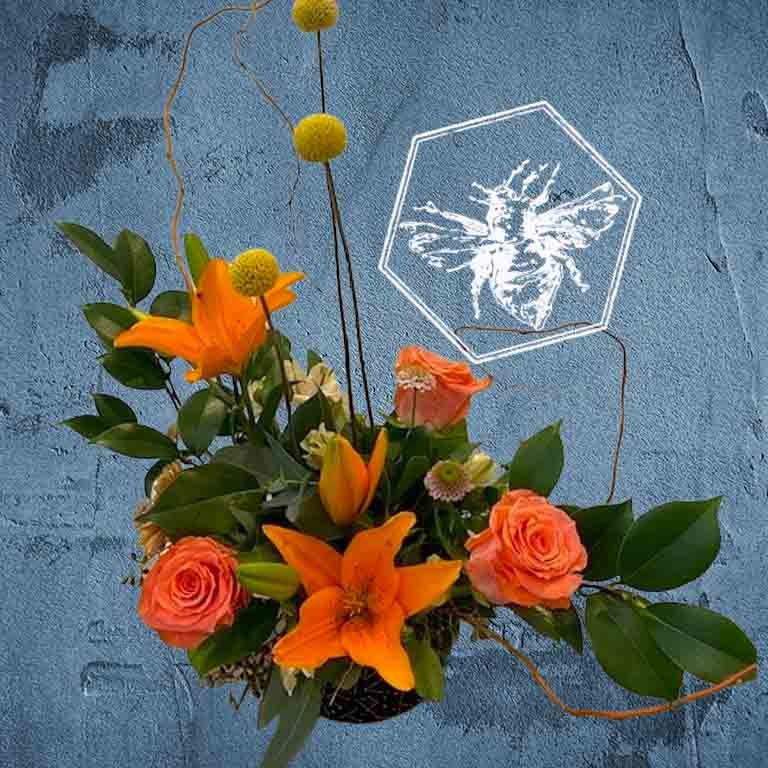Premium modern arranged designers choice lilies with a creative sophistication and luxurious natural beauty